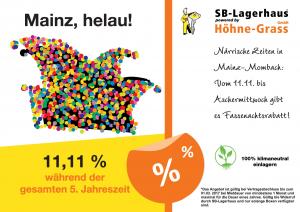 Mainz, helau! Wir geben 11,11% Rabatt während der 5. Jahreszeit. 