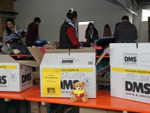 Sortieraktion mit DMS-Kartons beim ASB Mainz-Bingen